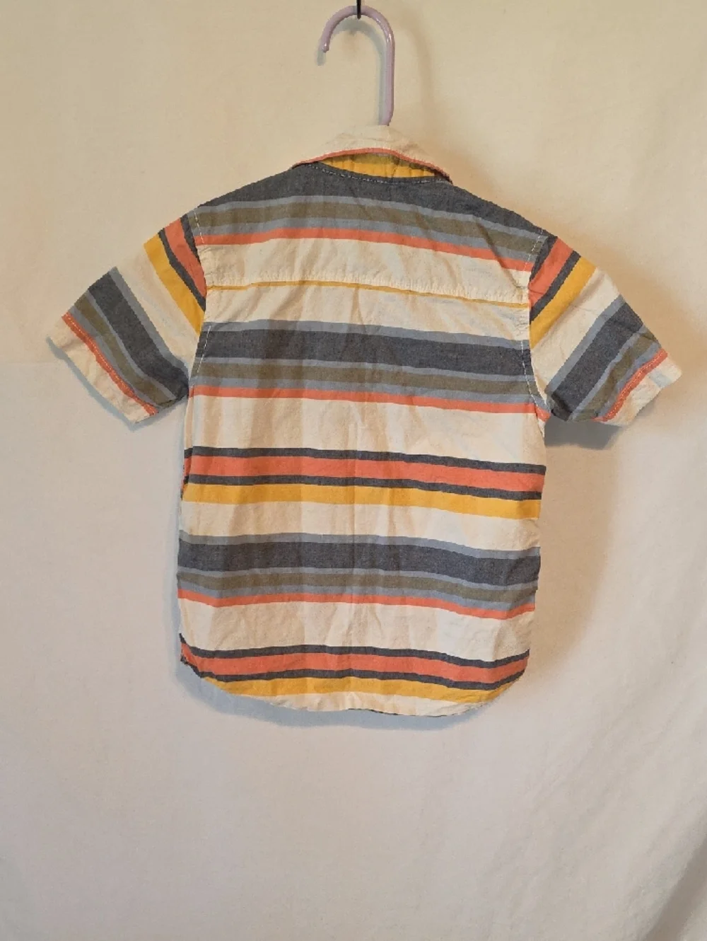 Gymboree Short-Sleeve Button-Down Shirt in White, Blue, Yellow, Coral